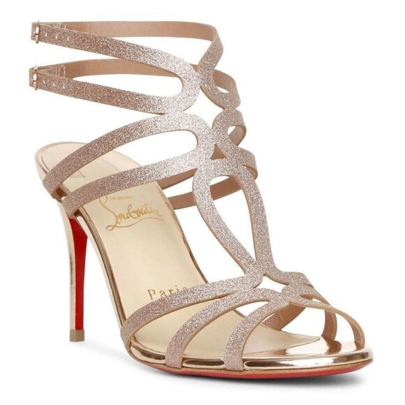 Christian Louboutin Shoes - Authentic CHRISTIAN LOUBOUTIN Renee Rose Glitter Swirly Strappy Sandals SizeEU40